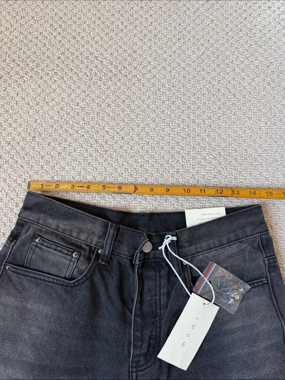 MNML Men’s Wide-Leg High-Rise Jeans in Charcoal Black